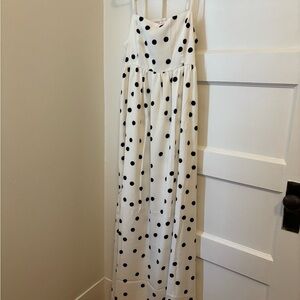 Pink Lily White Maxi Dress with Black Polka Dots